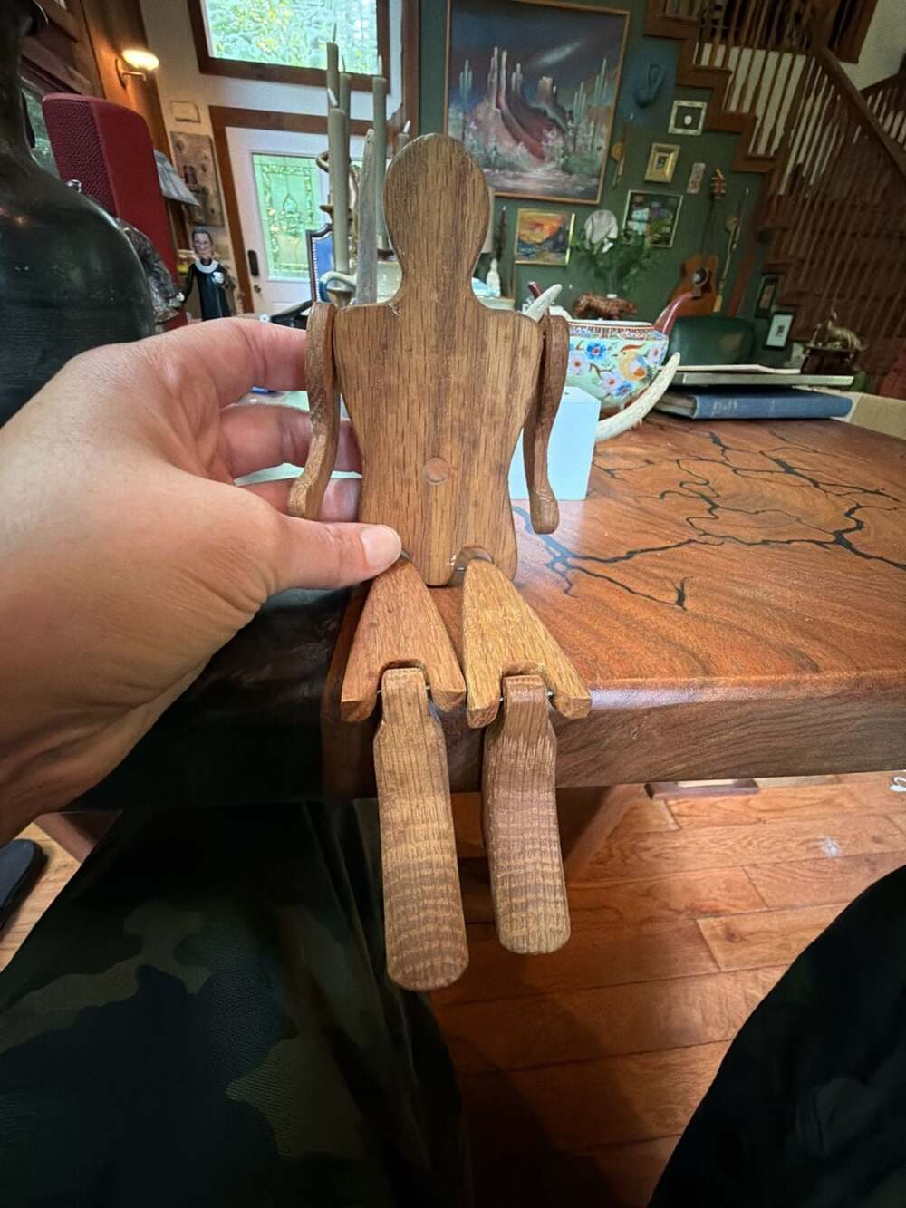 Vintage Hand-Carved Wooden Articulated Limberjack Toy